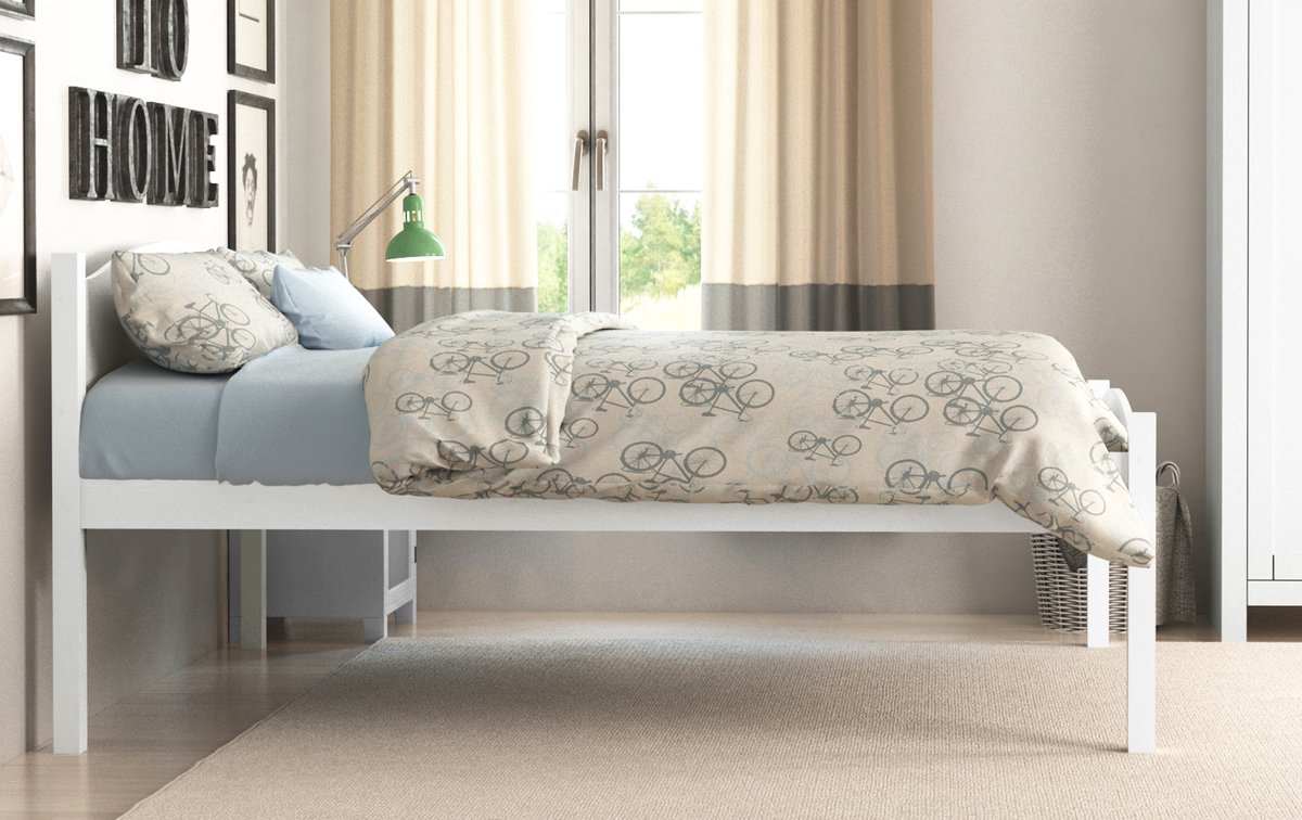 Bolton|Bed 140x200 cm White in Wood