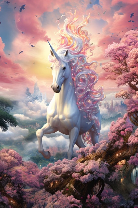 Eenhoorn Poster | Unicorn Poster | Kinderposter | Babyposter | Poster Kinderkamer | Wanddecoratie | Muurposter | 51x71cm | BY | Geschikt om in te lijsten