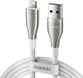 Toocki Oplaadkabel 'Fast Charging' - USB-A naar Lightning - 12W 2.4A Snellader - 1 Meter - voor voor Apple iPhone 8/X/XS/XR/11/12/13/14/SE, iPad, AirPods, Watch - Tot 2 Keer Sneller - gevlochten Nylon - LED Indicator - voor Apple Carplay - WIT