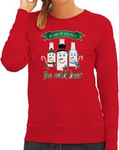Bellatio Decorations foute kersttrui/sweater dames - IJskoud bier - rood - Christmas beer XL