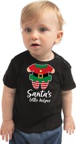 Bellatio Decorations kerst peuter t-shirt - Kerst elfje - zwart - Santa little helper 98