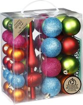 Boules de Noël Inge -39 pièces - colorées - plastique - avec visière