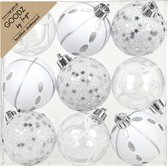 Inge Christmas Goodz luxe kerstballen- 9x- 6 cm -kunststof -zilver/wit
