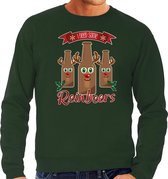 Bellatio Decorations foute kersttrui/sweater heren - Rudolf Reinbeers - groen - rendier/bier L
