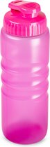 Plasticforte Drinkfles/waterfles/bidon - 650 ml - transparant/roze - kunststof