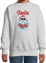 Bellatio Decorations kersttrui/sweater voor kinderen - Kerstman - Santa Rocks - grijs - Kerstdiner 98/104