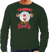 Bellatio Decorations foute kersttrui/sweater heren - Kerstman sneeuwbol - groen - Shake Your Booty M