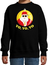 Bellatio Decorations kersttrui/sweater voor kinderen - Kerstman - zwart - Yo Yo Yo - Kerstdiner 152/164