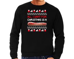 Bellatio Decorations foute kersttrui / sweater heren - Frikandel speciaal - zwart - Frituur snack M