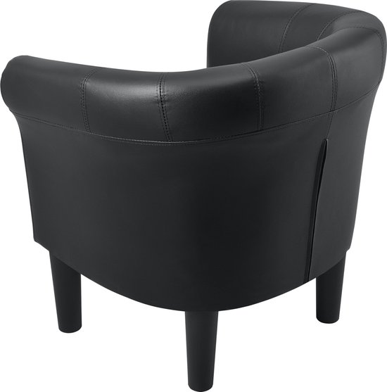 Kuipstoel Lynette - Kuipfauteuil - Kunstleer - 70x70x58 cm - Zwart - Comfortabele stoel - Luxe design