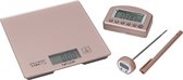 KitchenCraft Taylor Pro Set Met Timer - Weegschaal En Thermometer Set Van 3 Stuks Plastic - Rosé Goud