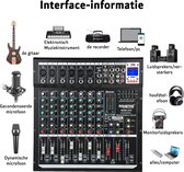 Table de mixage Audio 8 canaux avec USB MP3, FX Reverb & Delay, alimentation fantôme 48 V – Console Audio professionnelle pour microphone/ligne – Podcast, carte son Studio DJ