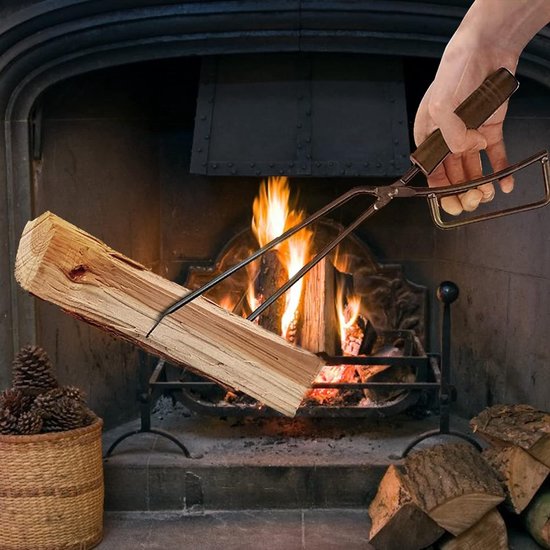 Pince à cheminée, 40 cm robuste, pince à bois de chauffage, accessoires de  cheminée