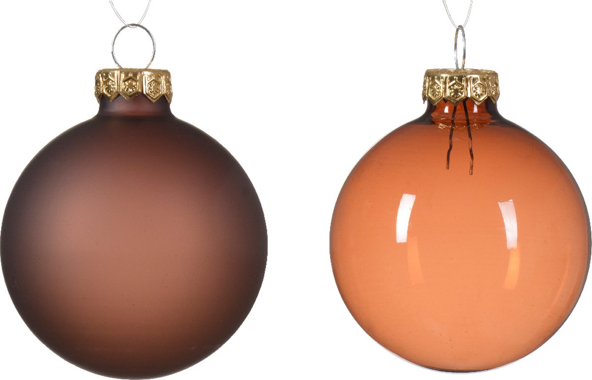Bol.com Kerstbal glas d6 cm espresso 6st kerst aanbieding
