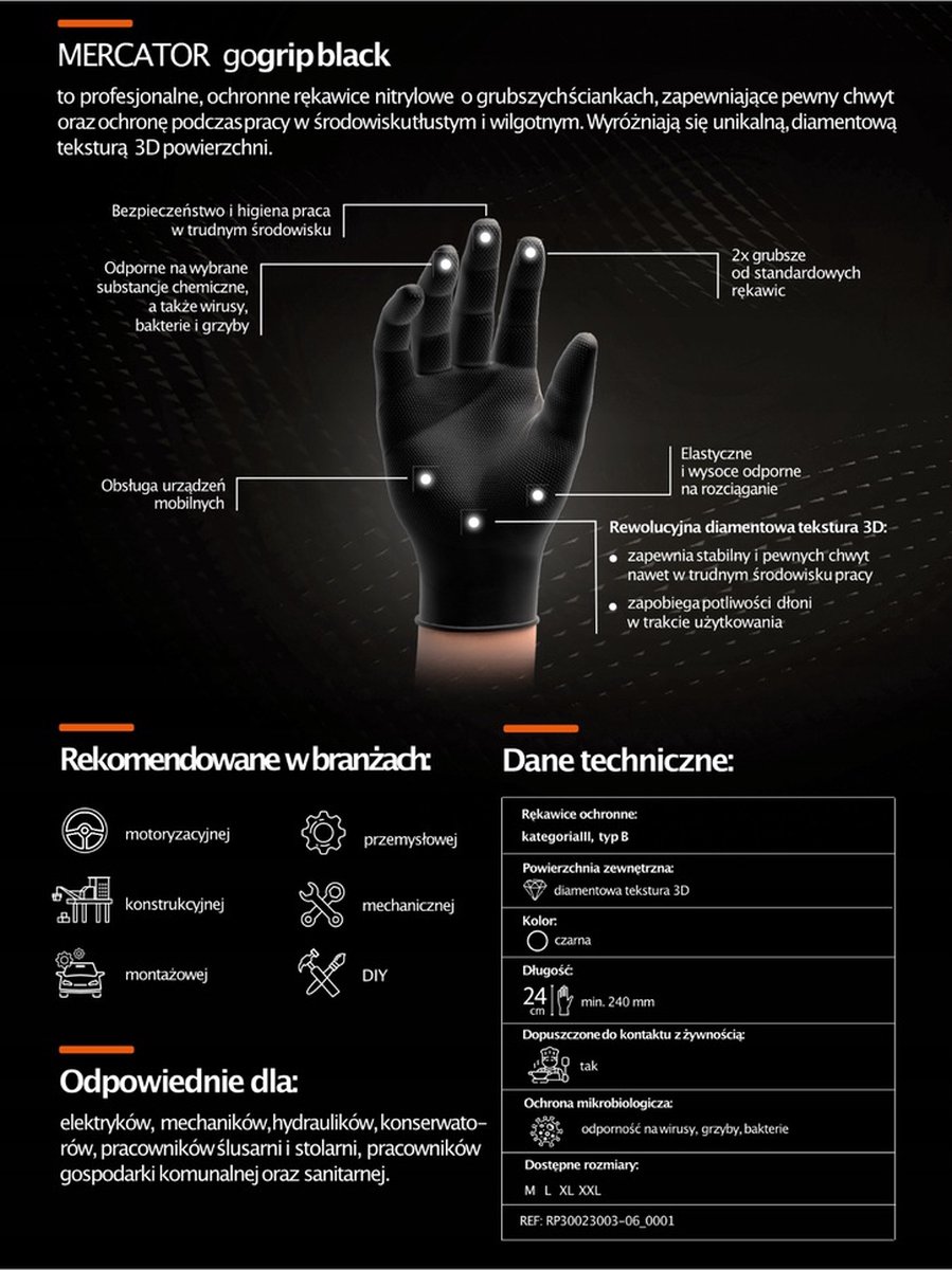 Nitrilhandschoenen GoGrip zwart - maat XXL - 50 stuks