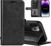 iPhone 15 Pro Hoesje - MobyDefend Wallet Book Case (Sluiting Achterkant) - Zwart - GSM Hoesje - Telefoonhoesje Geschikt Voor iPhone 15 Pro