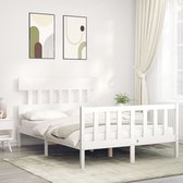 The Living Store Bed Massief Grenenhout - Bedframe - 205.5 x 145.5 x 81 cm - Wit