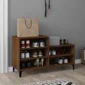 The Living Store Schoenenrek Industriële Stijl - 102x36x60 cm - Bewerkt hout en metaal - Bruineiken - Inclusief montagehandleiding | The Living Store