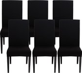 Stoelhoezen, set van 6 stuks, stretch, stoelhoezen voor eetkamerstoelen, schommelstoel, stretch stoelbeschermers, afneembaar, wasbaar, universele stoelbekleding voor stoel, eetkamer, kantoor, banket, hotel (zwart)