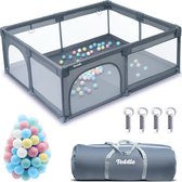 Teddle Grondbox - Baby Speelbox met 50x Speelballen - Kinderbox - Playpen- 180x150cm - Grijs