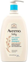 Aveeno Bébé Daily Moisture Wash & Shampooing, extrait d'avoine, flocons d'avoine, 976 ml