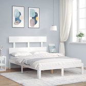 The Living Store Bed The Living Store Bedframe Grenenhout Wit 193.5 x 143.5 x 81 cm