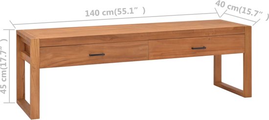 The Living Store Houten Tv-meubel - Naturel - 140 x 40 x 45 cm - Gerecycled Teakhout