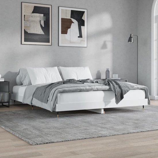 The Living Store Bedframe Luxe - Slaapkamer - 180x200 cm - Bewerkt hout/metaal - Wit