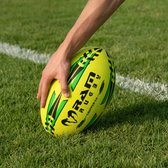 RAM Rugby Gripper 2.0 Pro Trainer Fluor Bal Bundel - 30 x ballen and 2 tassen - Nr. 1 Rugby shop in Europa - Ontworpen in Engeland - Perfecte vorm en Duurzaam - Maat 5, Fluor: Geel, Tas: Breathable RAM® Engeland - Uniek 3d Grip techn. Prof.