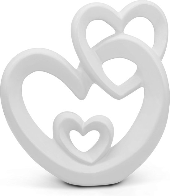 Harmonisch hart voor decoratie van keramiek - modern decoratief hart 23 cm groot in wit - decoratie in hartvorm - keramisch hart