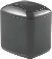 Tafelprullenbak met zwenkdeksel - cosmeticabak voor afval in de badkamer - praktische kunststof prullenbak voor 2,7 liter - leigrijs