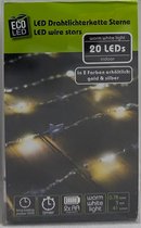 Led draad verlichting - 20 LEDS - Zilver - Warm wit Licht - 2 Meter - Werkt op batterij - Voor binnen - Timer - Kerst verlichting - Licht Slinger - Voordeel Set 2 Stuks