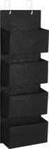 Hangrek, 4 vakken, hangende organizer, om op te hangen aan de deur of muur, voor slaapkamer, kantoor, 12 x 33,5 x 100 cm, zwart