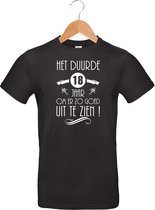 mijncadeautje - T-shirt unisex - zwart - verjaardag - Het duurde 18 jaar - maat L