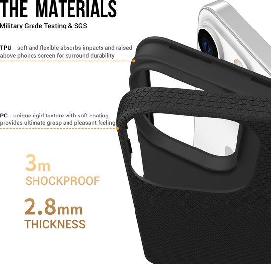 Bumper chocs 2 couches Coques antichoc Apple iPhone 15 Plus/ Max Hybrid Pc TPU Bumper Apple iPhone 15 Plus/ Max Protection Robuste Armure Shel + Protecteur d'écran en verre dur