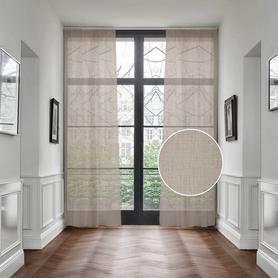 Rideau voilage transparent avec ruban plissé - 140x270cm - Sable - HOOMstyle
