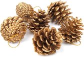 18 Stuks - Feestelijke Kerst Pijnboom Ornamenten - Denneappels - Natuurlijke Decoraties voor Kerstboom en Tafel - Gouden Kleuren - Set van 18