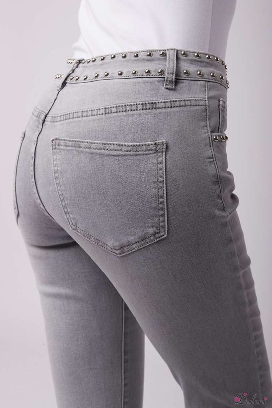 Broek Toxik3 normale taille Slim fit met studs grijs