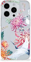 GSM Hoesje Geschikt voor iPhone 15 Pro Smartphonehoesje Customize Bird Flowers