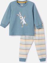 Woody pyjama baby jongens - ijsblauw - haas - 232-10-PLC-S/177 - maat 56