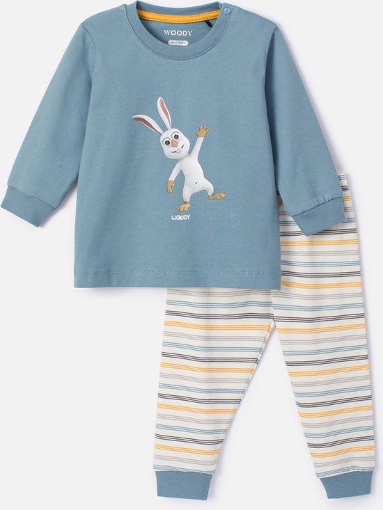 Pyjama Woody bébé garçon - bleu glacier - lièvre - 232-10-PLC- S/177 - taille 56