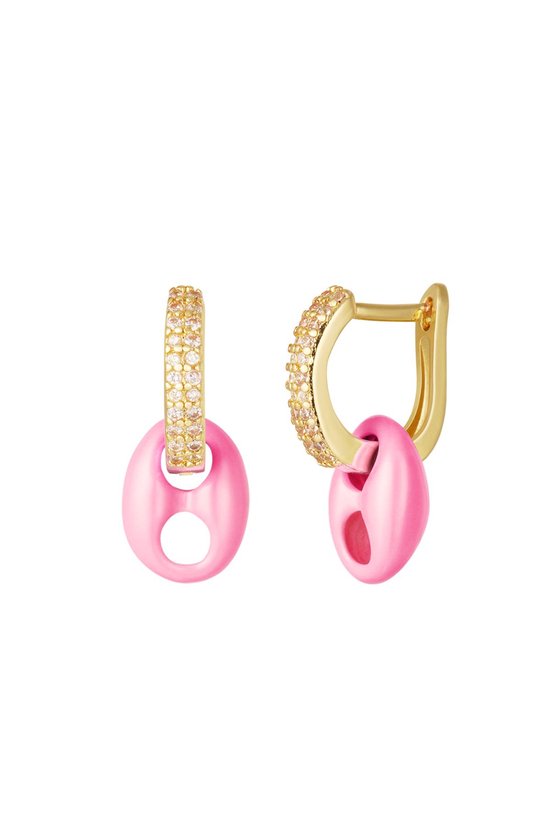 Colorful anchor link earrings -Roze - yehwang | Cadeau voor haar | Tieners | Moederdag