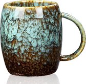Koffiemok groot, cappuccinokopjes aardewerk, mok 500 ml, grote mok, mok aardewerk, theemok met handvat, porseleinen koffiemok, kunstenaarsdesign mok ©