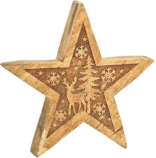 Kerst - Kerstdagen - Kerstmis - Feestdagen - Ster - Mangohouten STER met wintersfeer