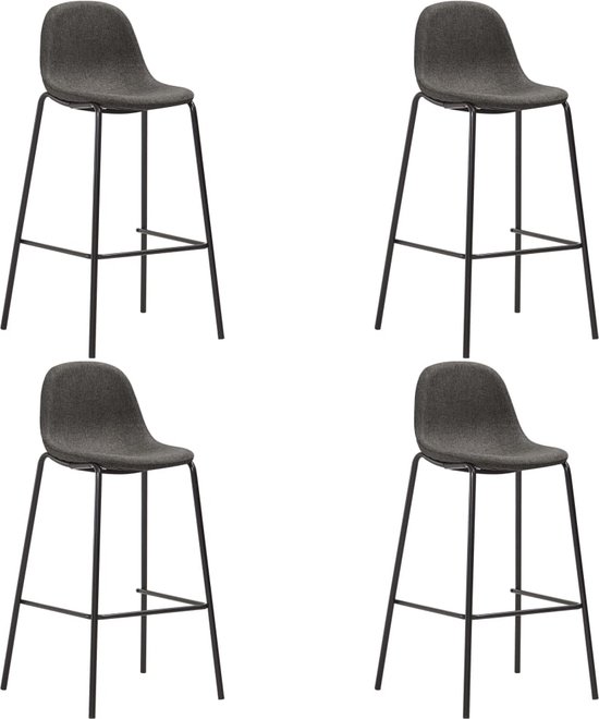 The Living Store Ensemble de chaises de bar - Gris foncé - 51 x 49 x 99 cm - Polyester - 4 pièces
