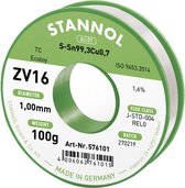 Stannol ZV16 Soldeertin, loodvrij Loodvrij Sn99,3Cu0,7 REL0 100 g 1 mm