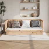 The Living Store Houten Slaapbank 207.5 x 97 x 76 cm - Massief grenenhout - Stabiel bedframe - 3-zijdig bedhek