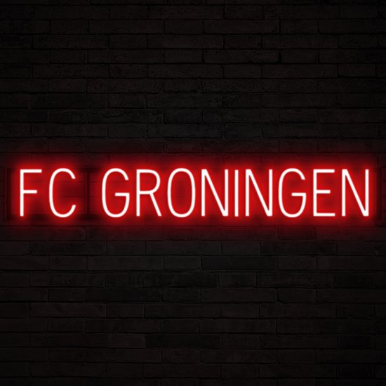 FC GRONINGEN - Lichtreclame Neon LED bord verlicht | SpellBrite | 107,03 x 16 cm | 6 Dimstanden - 8 Lichtanimaties | Reclamebord neon verlichting