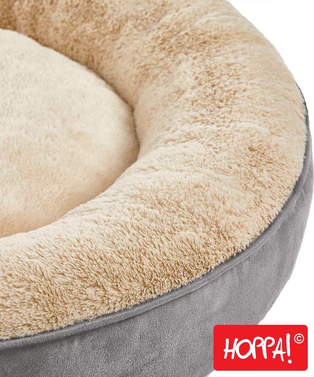 Hoppa! Hondenmand - Hondenbed - Kattenmand - Kattenbed - Afneembare hoes - Honden / Katten Donut - Ø 50 cm - Lichtgrijs – foto 8