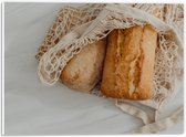 PVC Schuimplaat - Verse Broodjes in Gehaakt Tasje - 40x30 cm Foto op PVC Schuimplaat (Met Ophangsysteem)